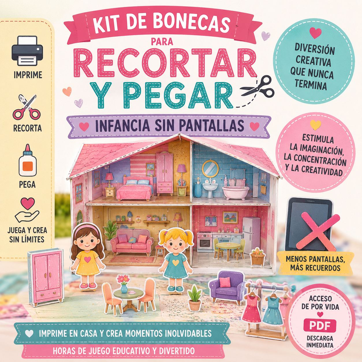 muestra del material imprimible para actividades de niñas