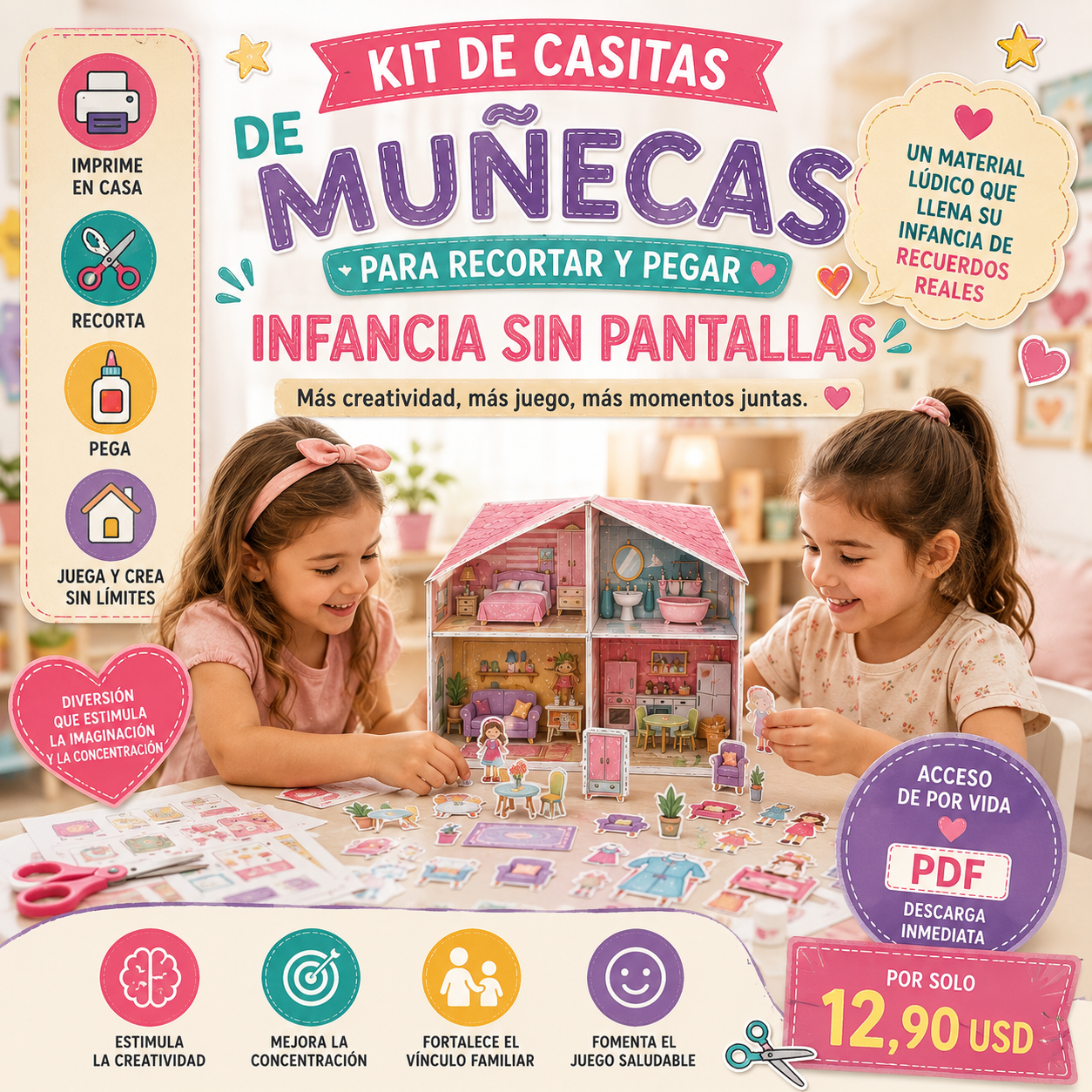 muestra suave de actividades imprimibles con muñecas, castillos y princesas